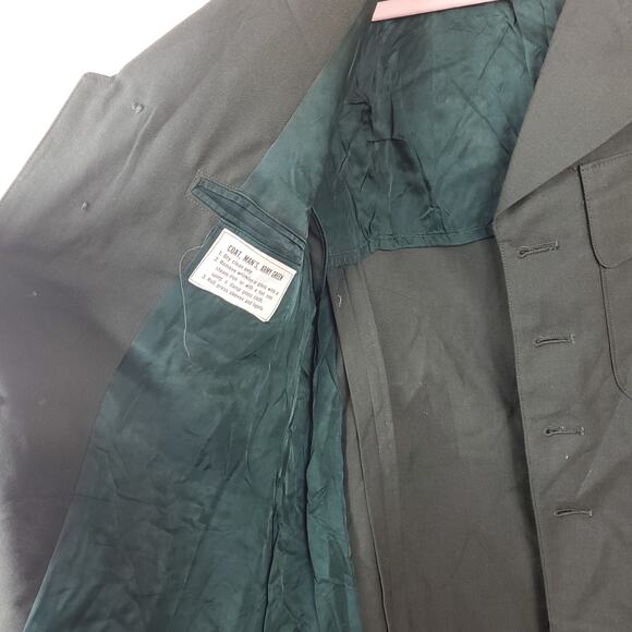 Vintage Army Green Service Coat Blazer Gold Tone Hardware Size 38S - Picture 9 of 11